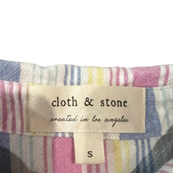 Anthropologie Cloth & Stone Tie Front Striped Blouse Size Small - Picture 2 of 3